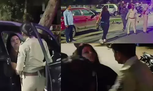 Gujarat woman causes road accident, yells and slaps police