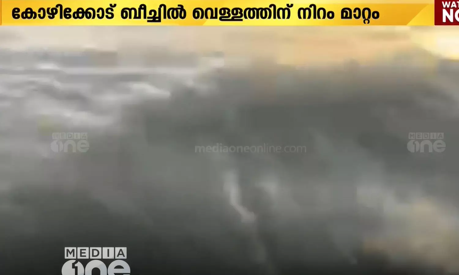 കോഴിക്കോട് ബീച്ചിൽ വെള്ളത്തിന് നിറം മാറ്റം; കറുത്ത നിറത്തിലാണ് വെള്ളം കാണപ്പെടുന്നത് കോഴിക്കോട് ബീച്ചിൽ വെള്ളത്തിന് നിറം മാറ്റം; കറുത്ത നിറത്തിലാണ് വെള്ളം കാണപ്പെടുന്നത്