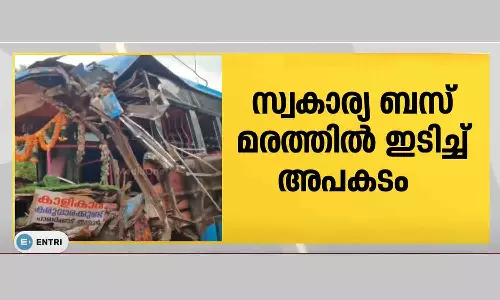 Malappuram Pandikkad bus hits tree, 14 injured