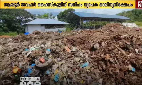 കൊല്ലം ആയൂർ ജവഹർ ഹൈസ്‌കൂളിനു സമീപം വ്യാപക മാലിന്യനിക്ഷേപം; രോഗവ്യാപനമുണ്ടാക്കുന്നതായി പരാതി