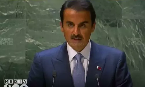 ഫലസ്തീൻ വിഷയം ഐക്യരാഷ്ട്രസഭയിൽ വീണ്ടും ഉന്നയിച്ച് ഖത്തർ അമീർ ഫലസ്തീൻ വിഷയം ഐക്യരാഷ്ട്രസഭയിൽ വീണ്ടും ഉന്നയിച്ച് ഖത്തർ അമീർ