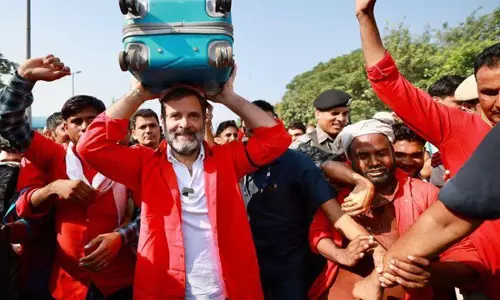 Rahul Gandhi visits Delhis Anand Vihar ISBT