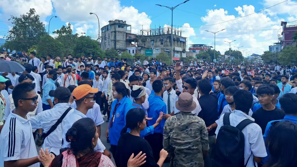School students stage a protest rally at Moirangkhom School students stage a protest rally at Moirangkhom