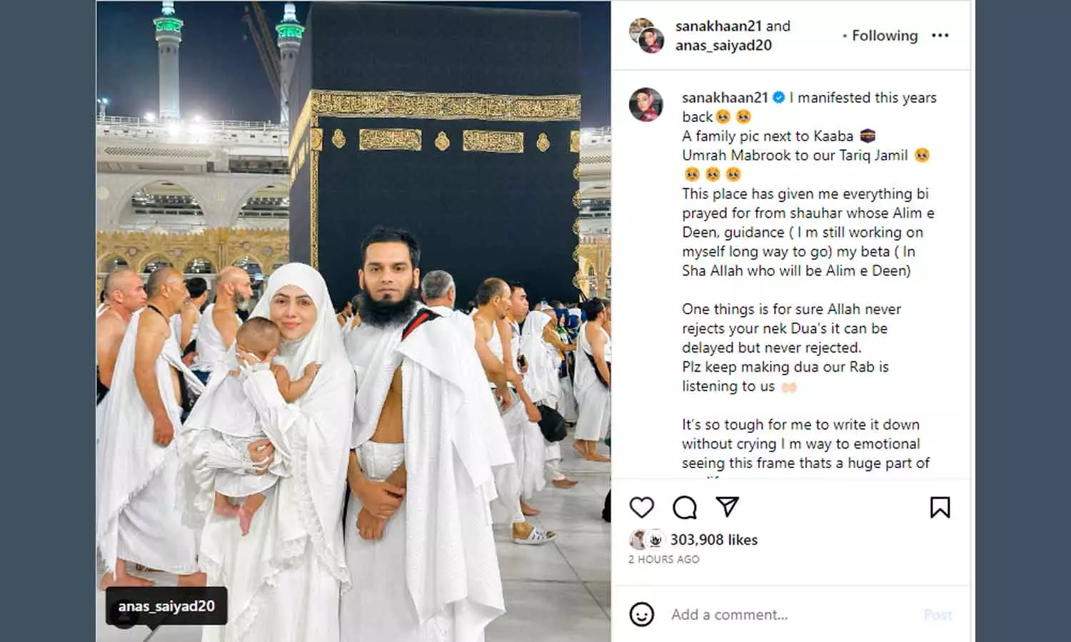 Sana Khan performed Umrah with baby