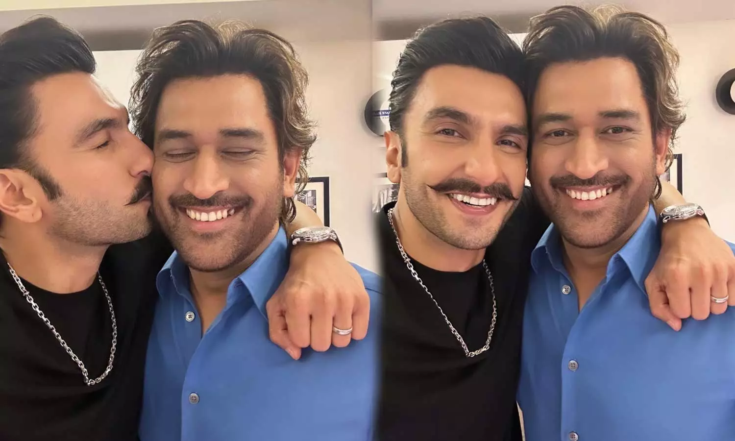 Ranveer Singh kisses MS Dhoni on the cheek in new pics, Ranveer Singh with MS Dhoni, Malayalam cricket news