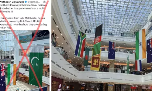 The Pakistani flag at Kochis Lulu Mall is no bigger than Indias; Fake news is spreading