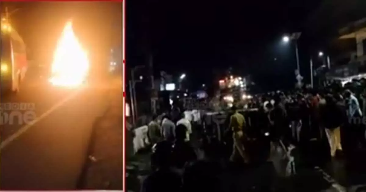 Two people were burnt to death when an autorickshaw caught fire at Kannurs Koothuparam Two people were burnt to death when an autorickshaw caught fire at Kannurs Koothuparam