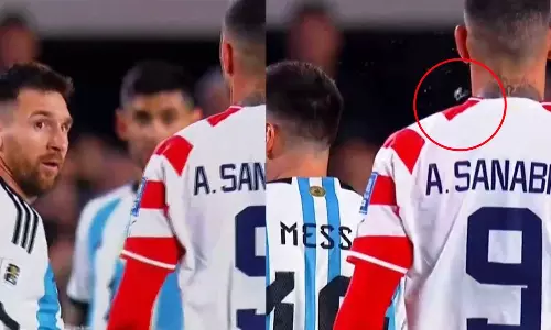 മെസ്സിയെ തുപ്പി പരാഗ്വൻ താരം; ലിയോയുടെ മറുപടി ഇങ്ങനെ