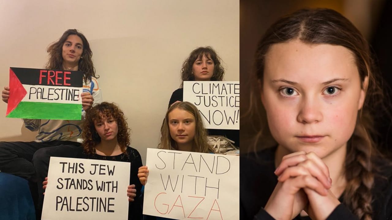 ഗസ്സയ്ക്കൊപ്പം; പ്ലക്കാർഡുമേന്തി പിന്തുണയറിയിച്ച് ഗ്രെറ്റ തുൻബർഗ്