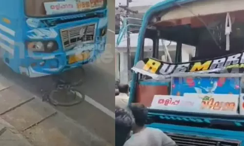 A student was injured after being hit by a speeding bus in kannur