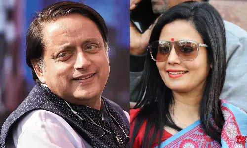Low-level politics: Shashi Tharoor reacts to leaked photos with Mahua Moitra, Shashi Tharoor Mahua Moitra controversy, Shashi Tharoor, Mahua Moitra, Tharoor Mahua controversy