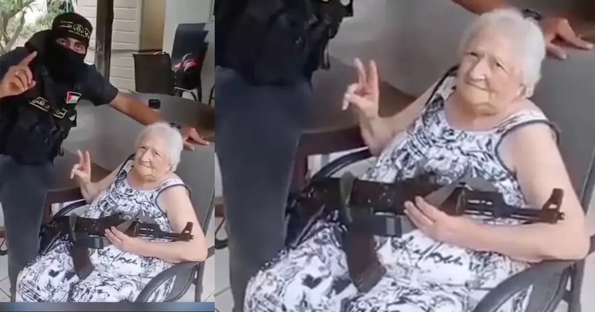 Israeli grandmother holds AK-47 with Hamas fighter, photo goes viral