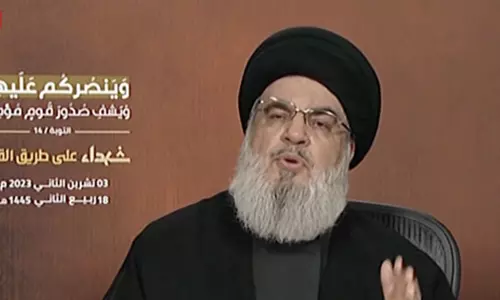 Hassan Nasrullah, the secretary general of the Lebanese armed group Hezbollah, has declared support for Palestine and criticized Israel.