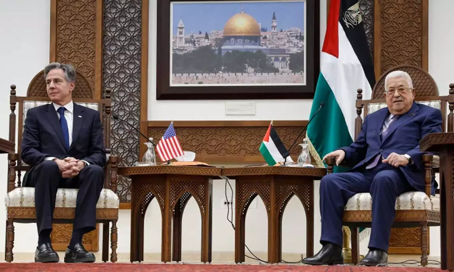 Palestine Authority President Mahmoud Abbas to US Secretary of State Antony Blinken, Antony Blinken meets Mahmoud Abbas amid Israel attack in Gaza