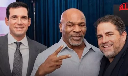Mike Tyson at an event that raised $10 million for Israel Army