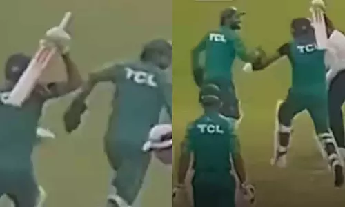 എന്നെ ഔട്ടാക്കുന്നോ? റിസ്‌വാനെ ബാറ്റുകൊണ്ട് അടിക്കാനോങ്ങി ബാബർ; രസകരമായ വീഡിയോ