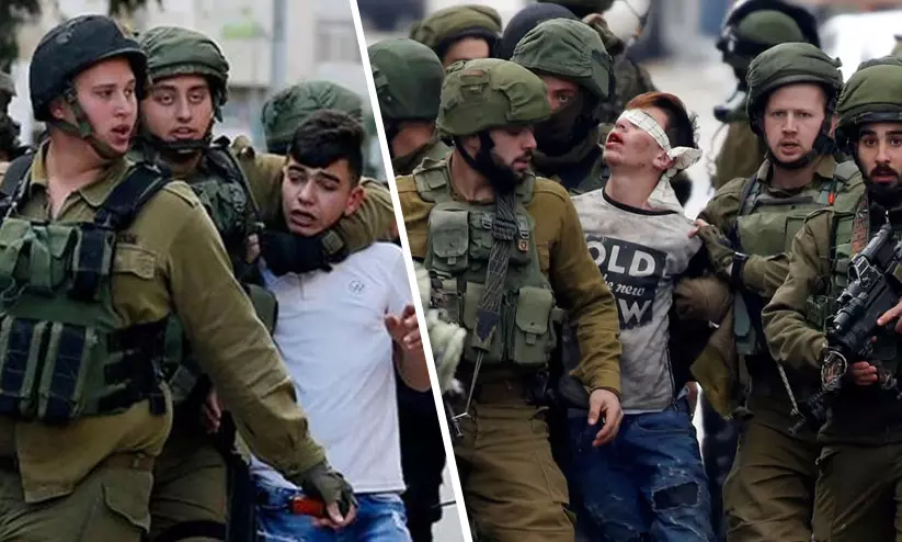 ഇസ്രായേല്‍ സേന പിടിച്ചുകൊണ്ടുപോകുന്ന ഫലസ്താന്‍ കുട്ടികള്‍