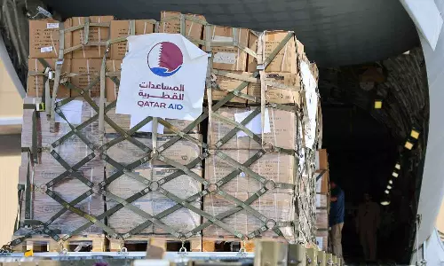 Qatar has delivered 910 tons of essential goods including food and medicine to Gazza
