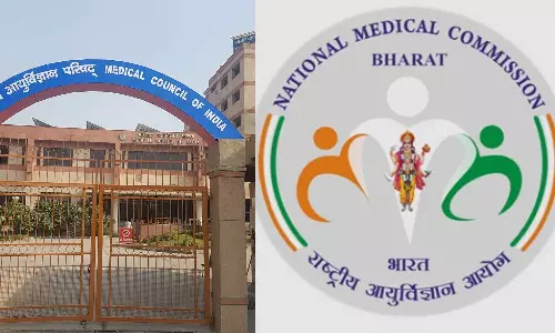 The National Medical Commission logo replaced Ashoka pillar and India with Hindu deity Dhanvantari and Bharat