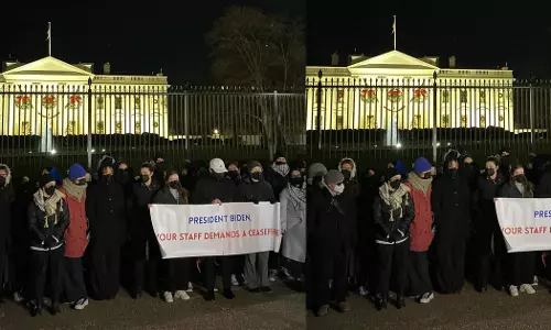 President Biden, your staff demands a ceasefire; Protest in front of the White House