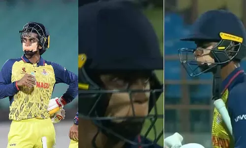 ബാത്ത്‌റൂമിൽ തെന്നി വീണു; ചുണ്ടിന് ബാൻഡേജിട്ട്‌ ബാറ്റിങ്ങിനെത്തിയ ക്രിക്കറ്റർ, കയ്യടി