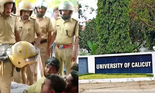 സംഘ്പരിവാർ ബന്ധം; കാലിക്കറ്റ് സർവകലാശാല സെനറ്റിൽ പങ്കെടുക്കാനെത്തിയ അഞ്ച് പേരെ എസ്.എഫ്.ഐ തടഞ്ഞു