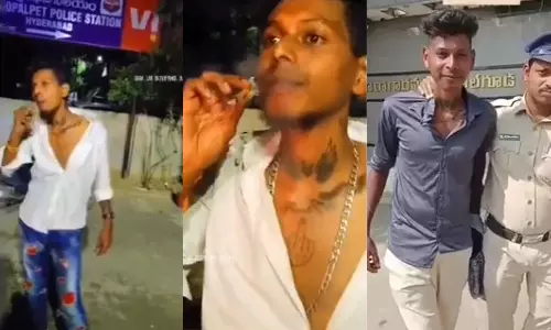Hyderabad youth smokes ganja near police station in viral reel, held