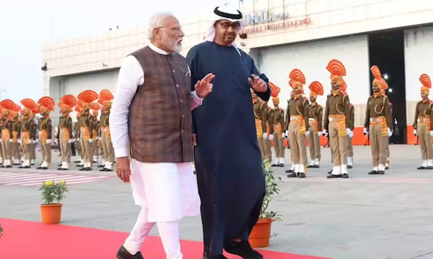 uae president arrived at Ahmadabad