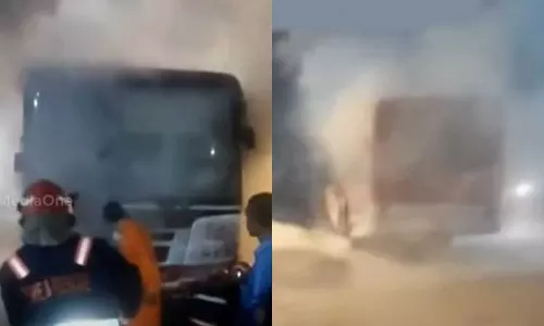 KSRTC bus caught fire again in Pampa