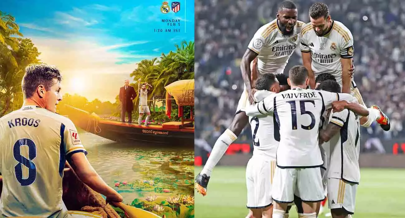 റയൽ മാഡ്രിഡ് പോസ്റ്ററിൽ കേരളം; വള്ളം തുഴഞ്ഞ് ടോണി ക്രൂസ്,   കാഴ്ചക്കാരനായി അൻസലോട്ടി