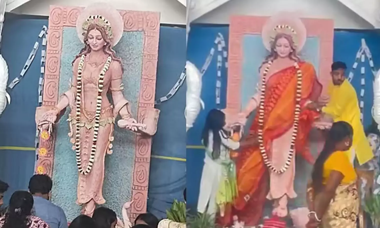 ABVP protests, Goddess Saraswati saree ABVP protests, Goddess Saraswati saree