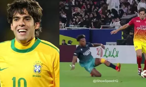 ചാരിറ്റി മാച്ചിൽ കക്കയെ വീഴ്ത്തി അപകടകരമായ ടാക്ലിങ്; ബ്രസീലിയൻ താരം രക്ഷപ്പെട്ടത് ഭാഗ്യത്തിന്- വീഡിയോ