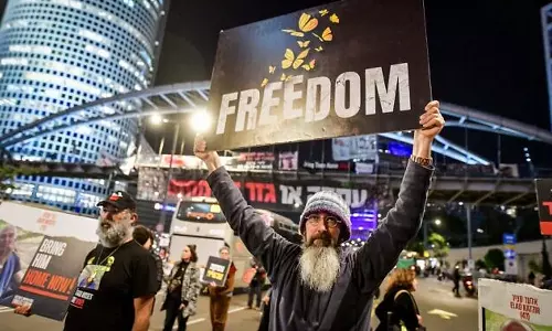 hostage family protest