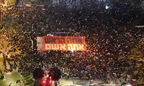 anti-Netanyahu rally anti-Netanyahu rally