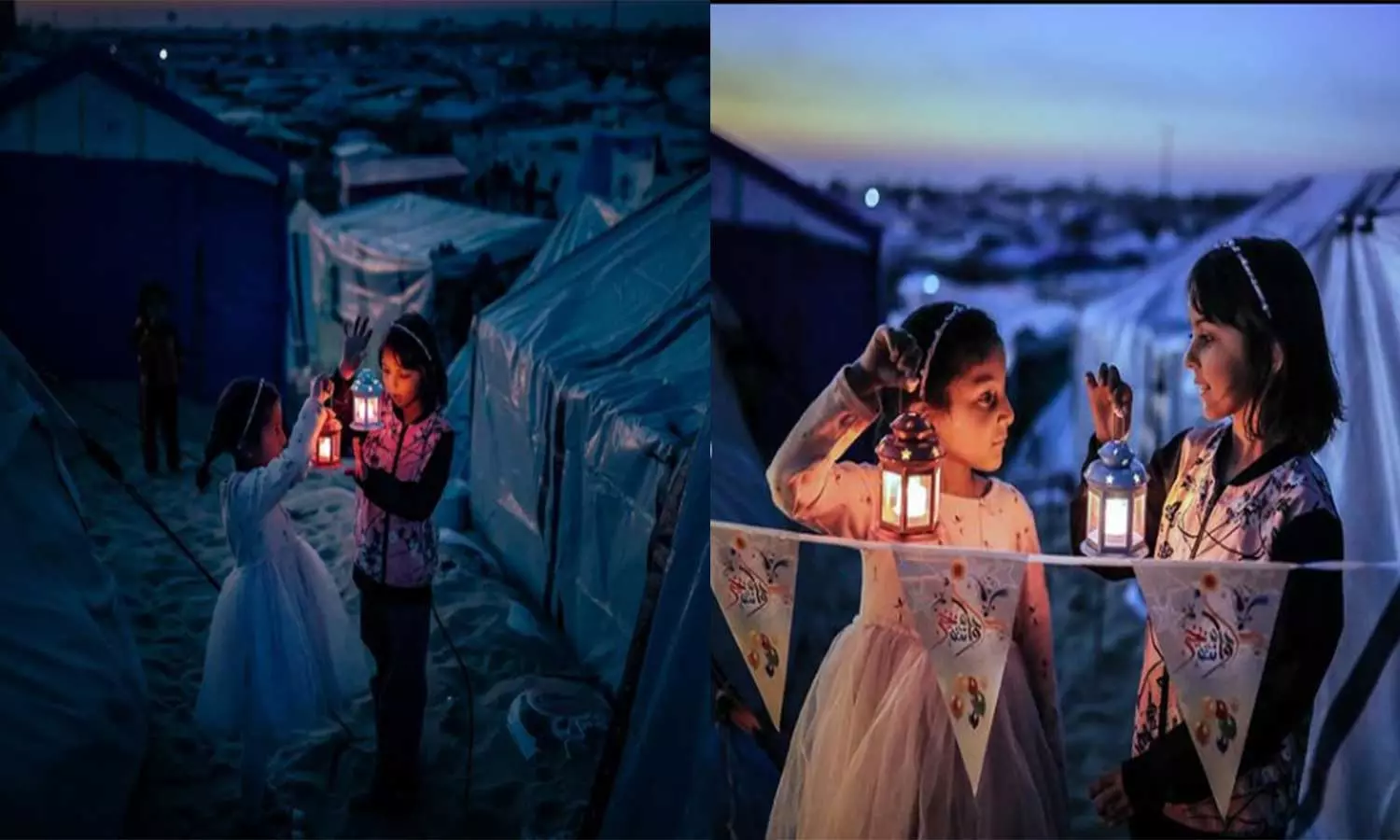 Palastine children with lamp in camp Palastine children with lamp in camp