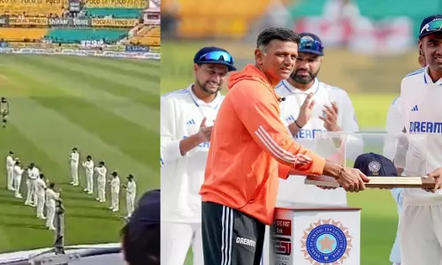 ഇന്ത്യൻ ക്രിക്കറ്റിലെ അതികായൻ; 100ാം ടെസ്റ്റ് കളിക്കുന്ന ആർ അശ്വിന് ഗാർഡ് ഓഫ് ഓണർ നൽകി സഹ താരങ്ങൾ ഇന്ത്യൻ ക്രിക്കറ്റിലെ അതികായൻ; 100ാം ടെസ്റ്റ് കളിക്കുന്ന ആർ അശ്വിന് ഗാർഡ് ഓഫ് ഓണർ നൽകി സഹ താരങ്ങൾ