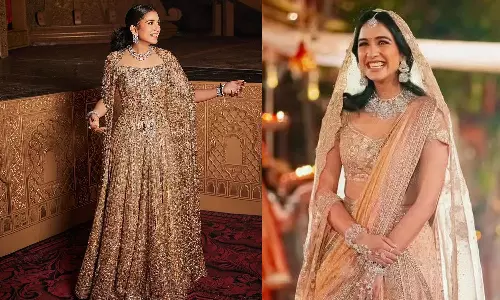 ആഘോഷത്തില്‍ രാധിക മര്‍ച്ചന്റ് ധരിച്ചത് സ്വര്‍ണനൂലില്‍ തീര്‍ത്ത ദുപ്പട്ട