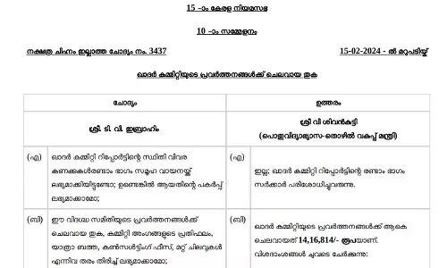 ഒന്നാം ഖാദര്‍ കമ്മിറ്റി റിപ്പോര്‍ട്ട്: ഡി.ടി.പിക്ക് ചെലവായത് 4.17 ലക്ഷം രൂപ