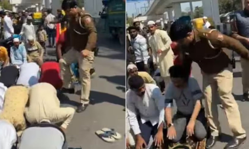 Delhi sub-inspector suspended for kicking Muslims praying on the road after the mosque was overcrowded