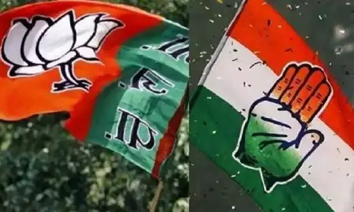 BJP, Congress flags representative image