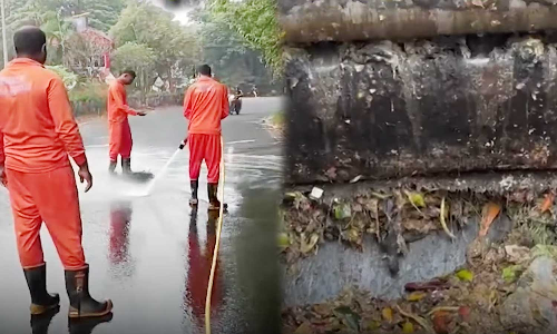 നാറ്റക്കേസില്‍ വലഞ്ഞ് കൊച്ചി; ഫയർഫോഴ്‌സ് പിടിച്ചിട്ട ശേഷവും റോഡില്‍ മാലിന്യമൊഴുക്കി കോർപറേഷൻ ലോറികൾ
