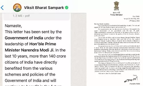 വികസിത് ഭാരത് സമ്പര്‍ക്ക് വാട്‌സ് ആപ്പ് സന്ദേശം ബിജെപി അജണ്ട; സര്‍ക്കാര്‍ ഡാറ്റാബേസിന്റെ ദുരുപയോഗമെന്ന് കോണ്‍ഗ്രസ്