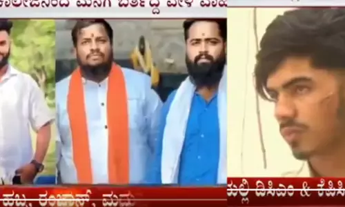 In Karnataka, a youth was abducted and beaten up by Bajrang Dal members for speaking to a Hindu classmate