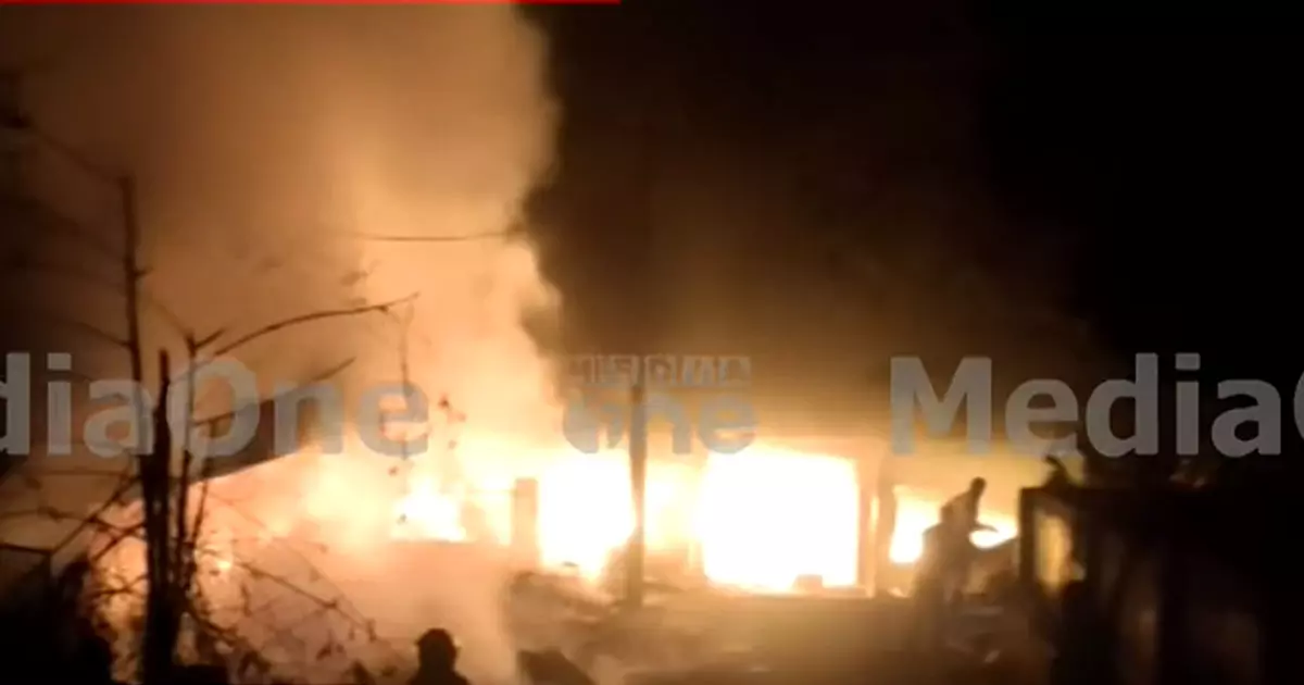 A fire broke out at the garbage storage center of Thenjipalam Panchayat A fire broke out at the garbage storage center of Thenjipalam Panchayat