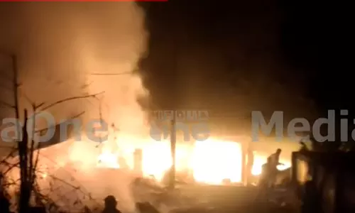 A fire broke out at the garbage storage center of Thenjipalam Panchayat