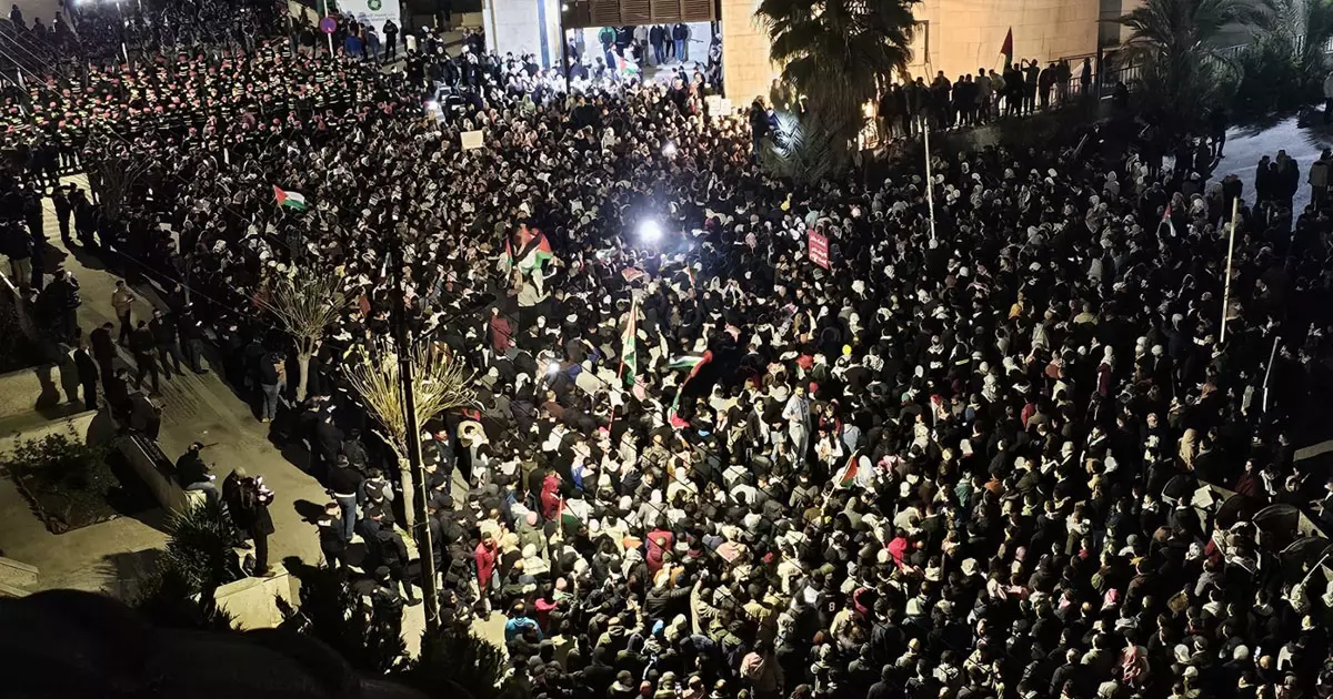 Thousands protest in Amman, the capital of Jordan, demanding the closure of the Israeli embassy.