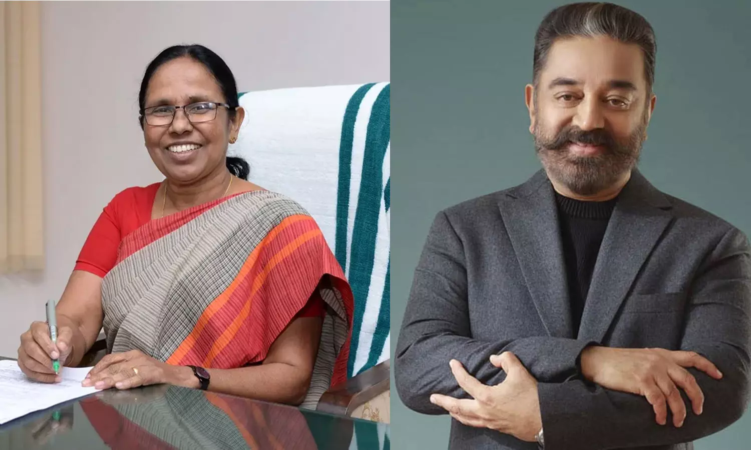 കെ കെ ശൈലജക്ക് വോട്ട് അഭ്യർഥിച്ച് കമൽ ഹാസൻ കെ കെ ശൈലജക്ക് വോട്ട് അഭ്യർഥിച്ച് കമൽ ഹാസൻ