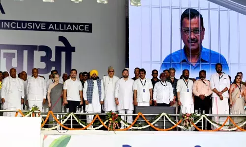 INDIA Maharally becomes demonstration of the power of the opposition at Delhis Ramlila Maidan, INDIA Bloc Maharally at Delhis Ramlila Maidan, Arvind Kejriwal INDIA Maharally becomes demonstration of the power of the opposition at Delhis Ramlila Maidan, INDIA Bloc Maharally at Delhis Ramlila Maidan, Arvind Kejriwal