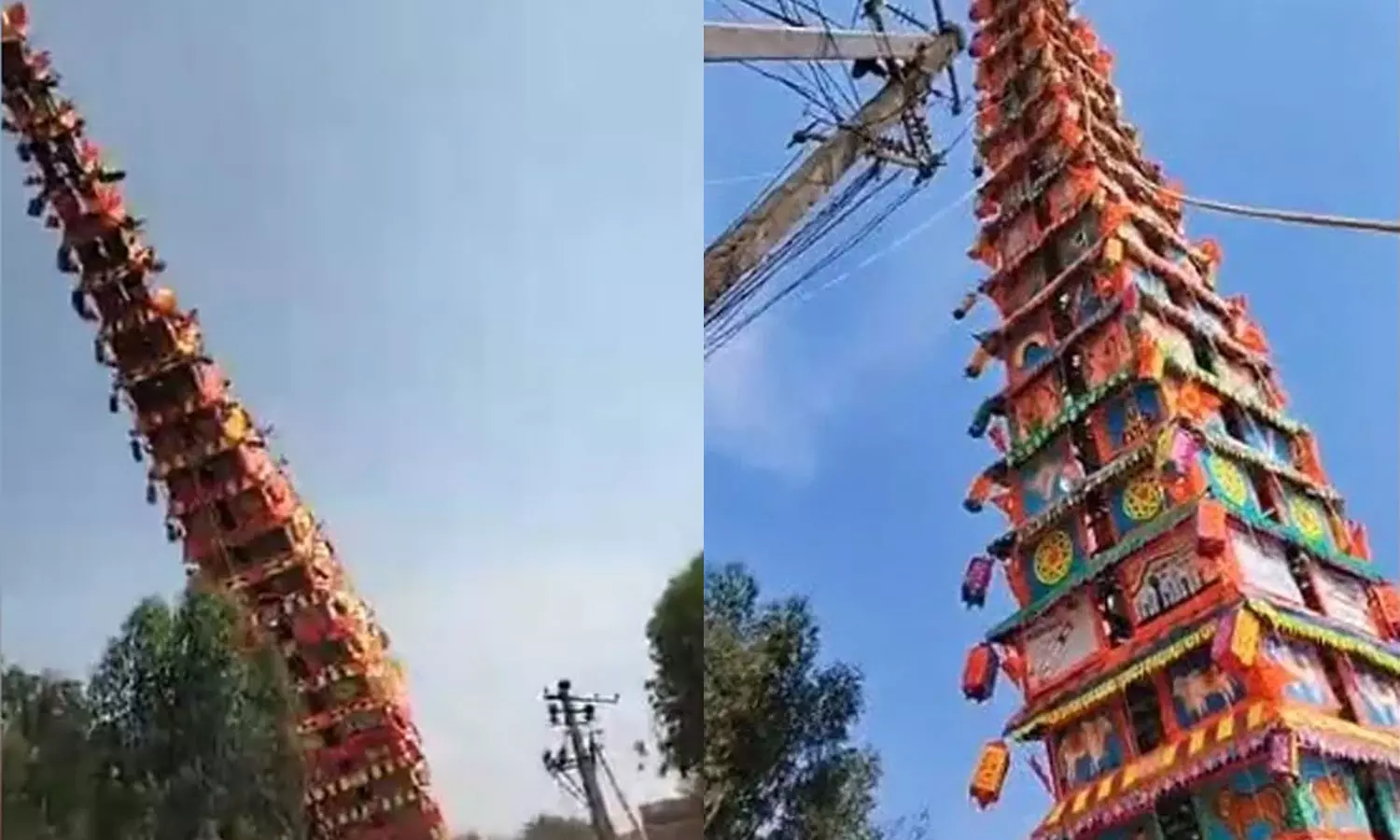 ഉത്സവത്തിനിടെ 120 അടി ഉയരമുള്ള രഥം തകര്‍ന്നു വീണു