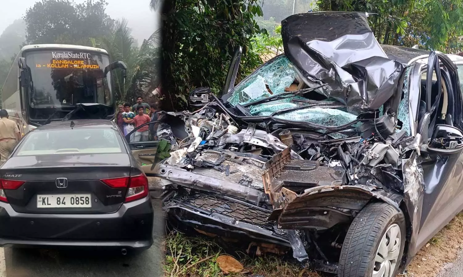 Three dies in a collision between car and KSRTC bus in Wayanads Vythiri Three dies in a collision between car and KSRTC bus in Wayanads Vythiri
